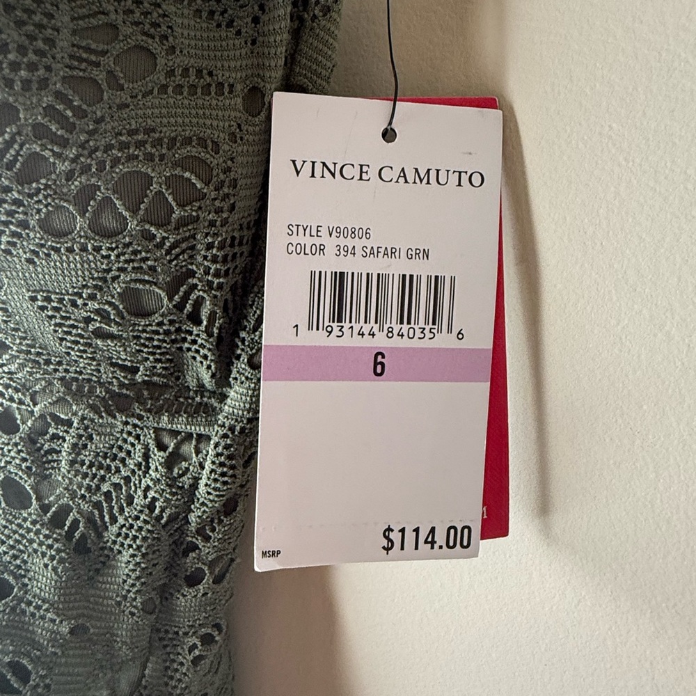 Vince Camuto Olive Green Lace One Piece Swimsuit - Picture 4 of 6